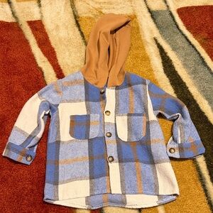 Plaid Blue and Tan Button Down